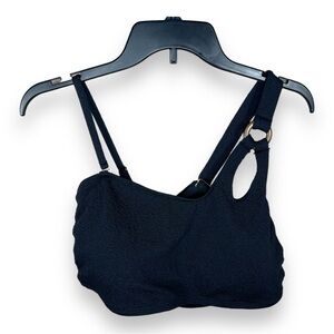 NEW 1X TIME AND TRU BLACK STRETCH SWIM TOP LINED WIREFREE BOHO BEAD ACCENT